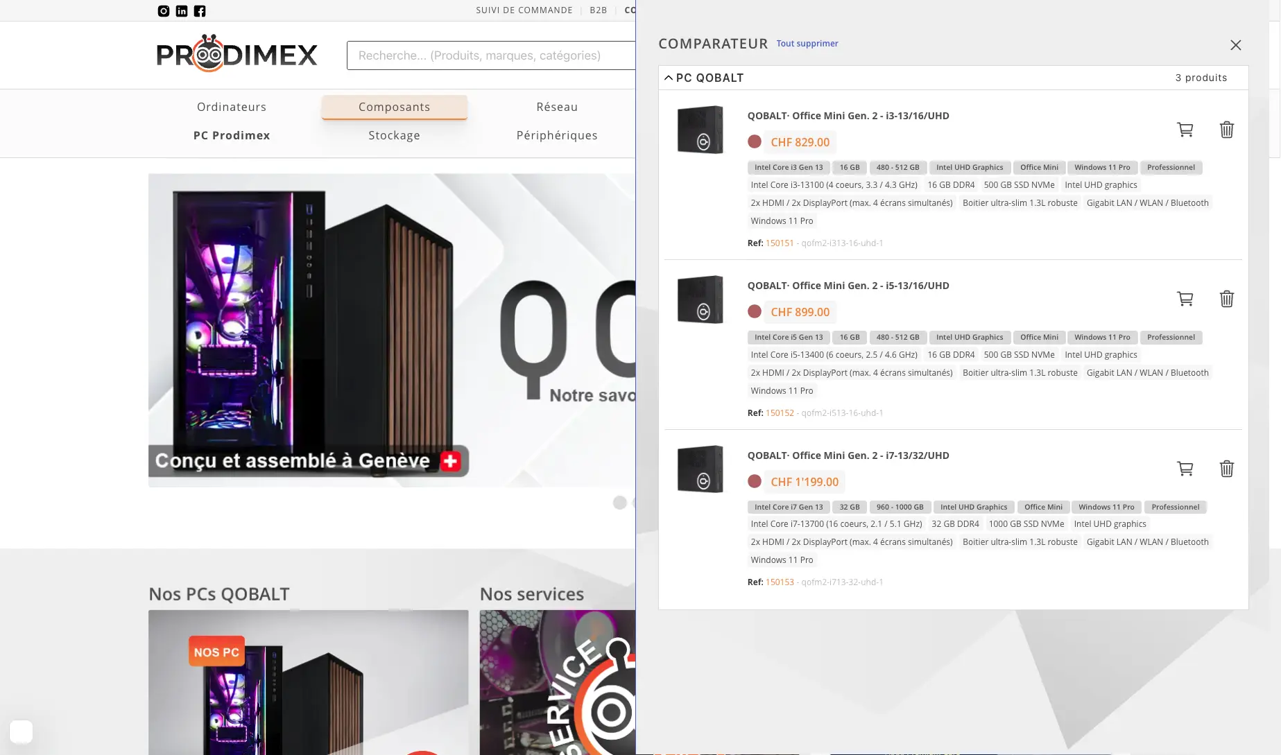 Capture 2 du site Prodimex par Studio-Web