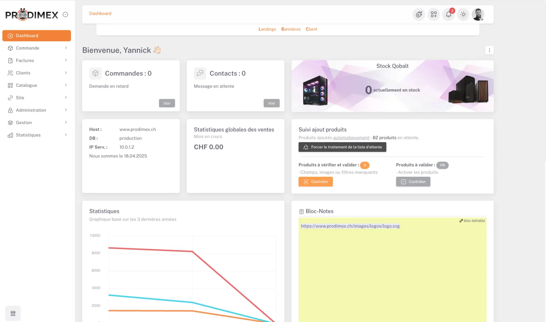 Site Administration Prodimex par Studio-Web